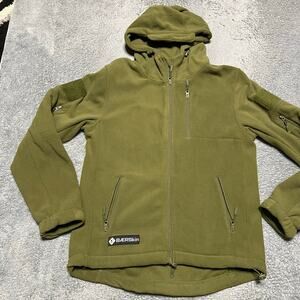 Baerskin Tactical V1 Full Zip Polar Fleece Army Green Hooded Jacket Mens Medium